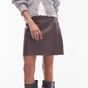 Faux Leather Mini Skirt in Burgundy Plum